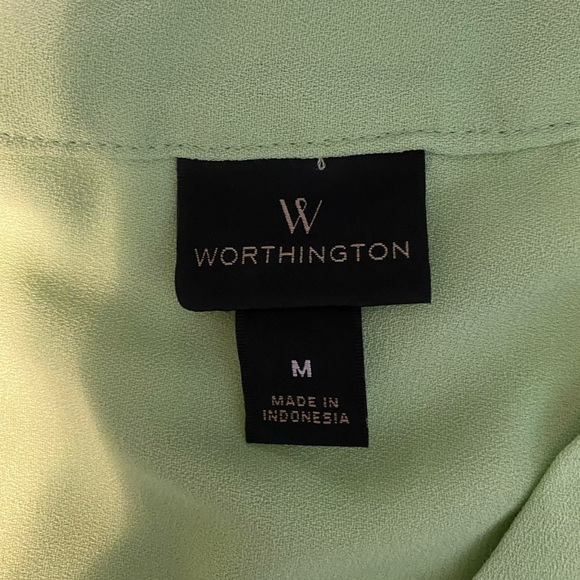 Worthington Womens Size Medium Monticello Green V Neck Tunic Shift Dress - Picture 5 of 7